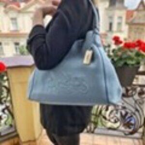 Vintage Coach Edie Horse & Carriage Embossed Leather Shoulder Bag -